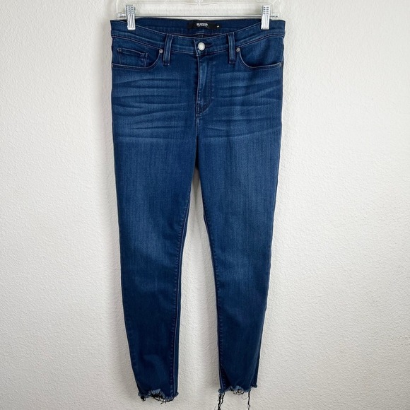 Hudson Nico Super Skinny Jeans Women's 29 Mid Rise Dark Wash Stretch Raw Hem - Picture 1 of 7